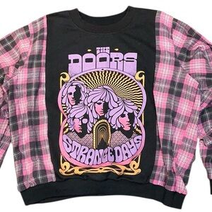 The Doors Band Sweatshirt Flannel Upcycled Top